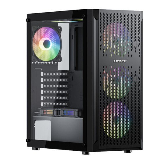 Antec NX290 ATX Mid-Tower Case, Tempered Glass Side Panel, Full Side View