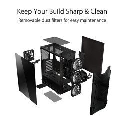 ASUS TUF Tempered Glass Gaming GT301 Mid-Tower Compact Case for ATX Motherboards with Honeycomb Front Panel