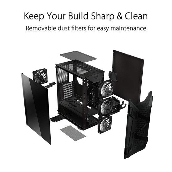 ASUS TUF Tempered Glass Gaming GT301 Mid-Tower Compact Case for ATX Motherboards with Honeycomb Front Panel ASUS TUF Tempered Glass Gaming GT301 Mid-Tower Compact Case for ATX Motherboards with Honeycomb Front Panel