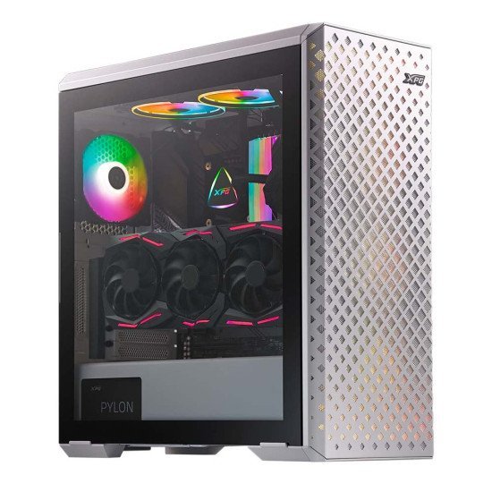XPG Defender Pro Mid-Tower Chassis E-ATX with MESH Front Panel ARGB Strips Lighting Effects White XPG Defender Pro Mid-Tower Chassis E-ATX with MESH Front Panel ARGB Strips Lighting Effects White