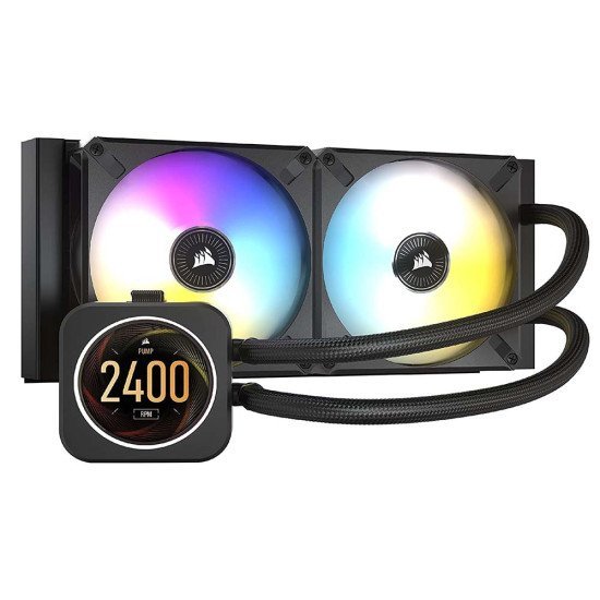 Corsair iCUE H100i ELITE LCD Display Liquid CPU Cooler-Custom IPS LCD Screen-40 Dynamic RGB LEDs-240mm Radiator Corsair iCUE H100i ELITE LCD Display Liquid CPU Cooler-Custom IPS LCD Screen-40 Dynamic RGB LEDs-240mm Radiator