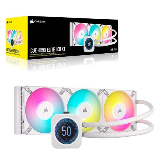 Corsair iCUE H150i Elite LCD XT Liquid CPU Cooler - White Corsair iCUE H150i Elite LCD XT Liquid CPU Cooler - White