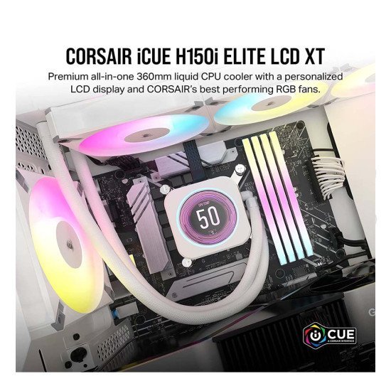 Corsair iCUE H150i Elite LCD XT Liquid CPU Cooler - White Corsair iCUE H150i Elite LCD XT Liquid CPU Cooler - White