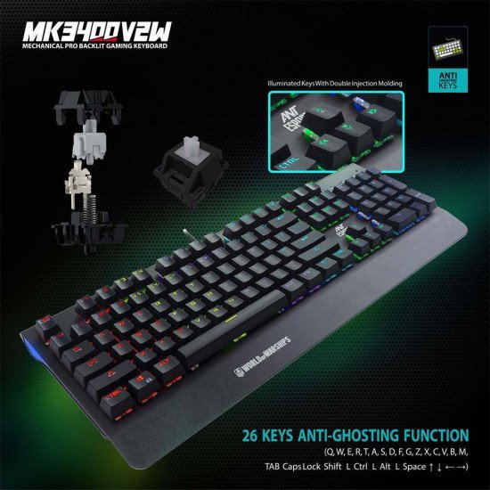 Ant Esports MK3400 V3 Pro Mechanical Pro Wired RGB Gaming Keyboard (Black) Ant Esports MK3400 V3 Pro Mechanical Pro Wired RGB Gaming Keyboard (Black)
