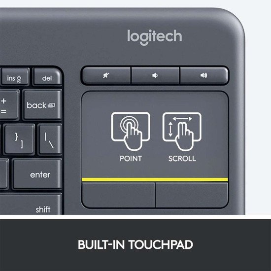 Logitech K400 Plus Wireless Touch TV Keyboard with Easy Media Control and Built-in Touchpad Logitech K400 Plus Wireless Touch TV Keyboard with Easy Media Control and Built-in Touchpad