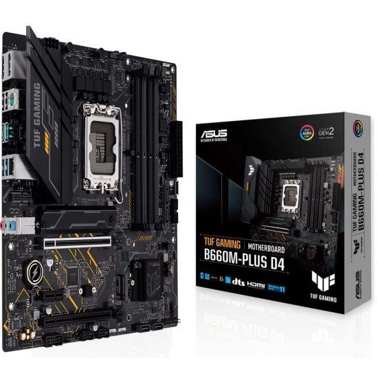 Asus TUF Gaming B660M-PLUS D4 Intel B660 MicroATX Motherboard LGA 1700 DDR4 Asus TUF Gaming B660M-PLUS D4 Intel B660 MicroATX Motherboard LGA 1700 DDR4