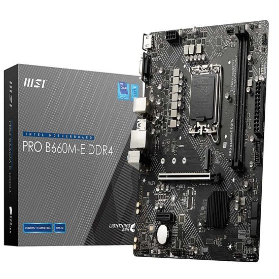 MSI Pro B660M-E Ddr4 Motherboard, Micro-ATX - Supports Intel 12Th Gen Core Processors, Lga 1700 - Ddr4 